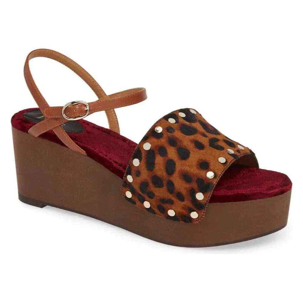 NWOB Joie Galla Genuine Calf Hair Leopard Print Sandal